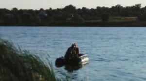 Резиновая лодка с мотором из бензокосы (тримера)