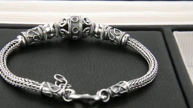 New Solid Sterling Silver 925 Mark Bali Beaded Bracelet Suarti Style Bead Bangle смотреть онлайн
