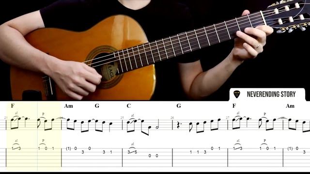NEVER ENDING STORY Guitar Tabs Tutorial Easy (Stranger Things) смотреть онлайн