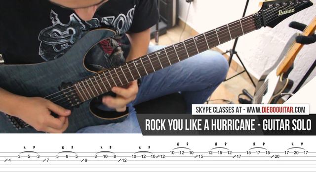 Rock You Like A Hurricane - Guitar Solo - Scorpions - with TAB смотреть онлайн