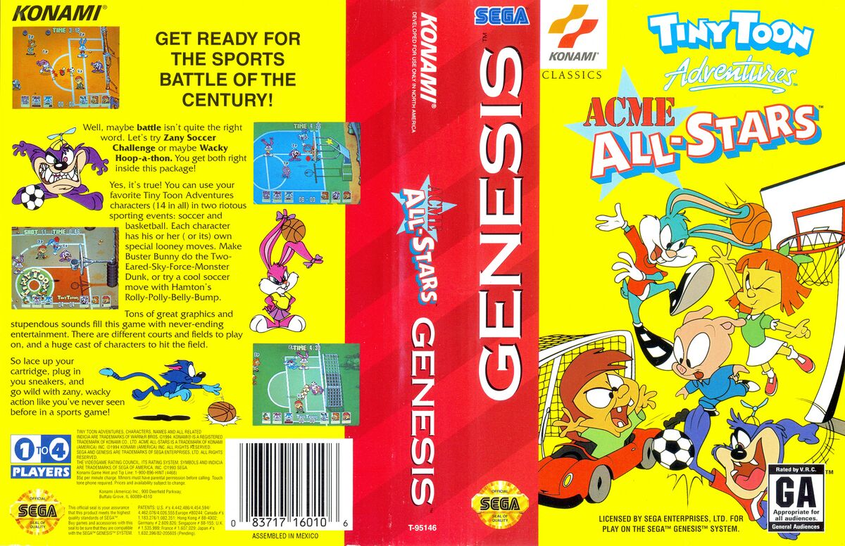 Sega Mega Drive 2 (Smd) 16-bit Tiny Toon Adventures Acme All Stars Полное прохождение