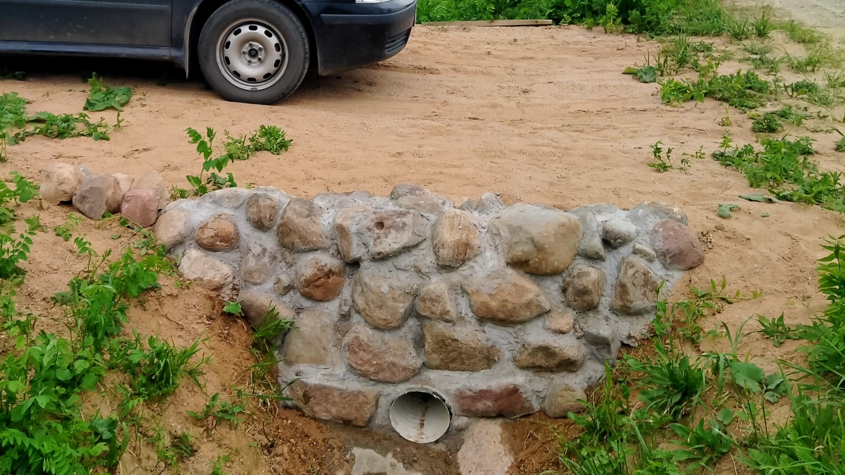 Завоз песка и укрепление канавы камнем. смотреть онлайн