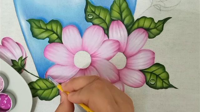Flores Silvestres com vaso azul pintura em tecido - Bruno Silva - Aula 263 - Flores Silvestres смотреть онлайн