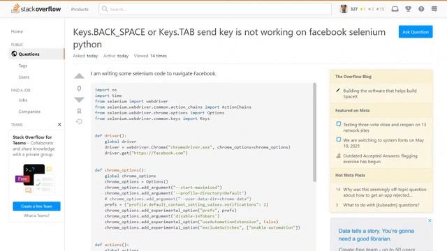 Keys.BACK_SPACE or Keys.TAB send key is not working on facebook selenium python смотреть онлайн