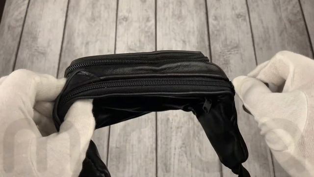 Сумка мужская на пояс Paolo, натуральная кожа, черная смотреть онлайн