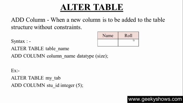 56. ALTER TABLE for adding one column without constraints in SQL (Hindi) смотреть онлайн
