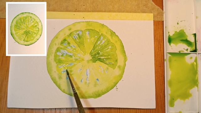 ?Watercolor. Lime/Lemon.Sketch.?Как нарисовать лимон/лайм акварелью. Скетч.?