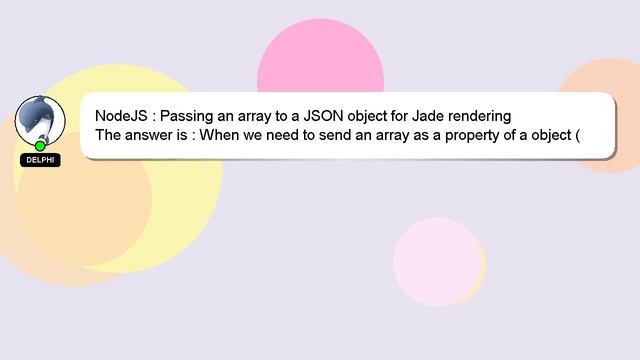 NodeJS : Passing an array to a JSON object for Jade rendering смотреть онлайн