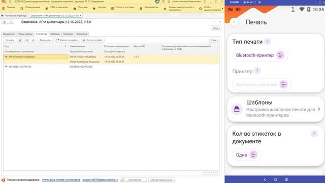 DataMobile3: Печать с помощью DataMobile PrintServer