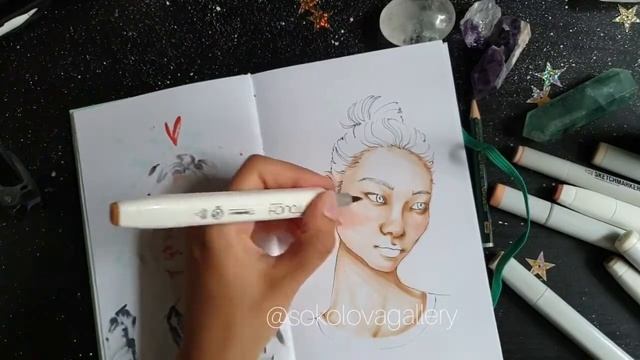 КОЖА МАРКЕРАМИ // drawing skin with markers/ sokolovagallery смотреть онлайн