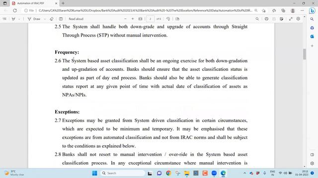 4. Automation of IRAC and Provisioning Process vis-a-vis LFAR - Statutory Bank Branch Audit 2023 смотреть онлайн