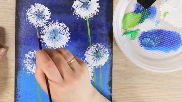 Невероятно просто! Рисуем одуванчики ТРУБОЧКОЙ, ГУБКОЙ гуашью / акрилом #37 смотреть онлайн
