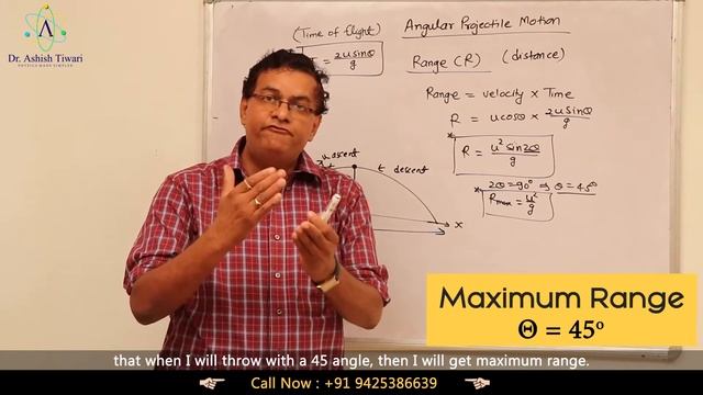 Range | Angular Projectile Motion | JEE MAINS | Class 11th topic | Dr. Ashish. Tiwari | HINDI смотреть онлайн