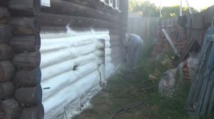 Утепление пенополиуретаном (ППУ) заваленки деревянного дома