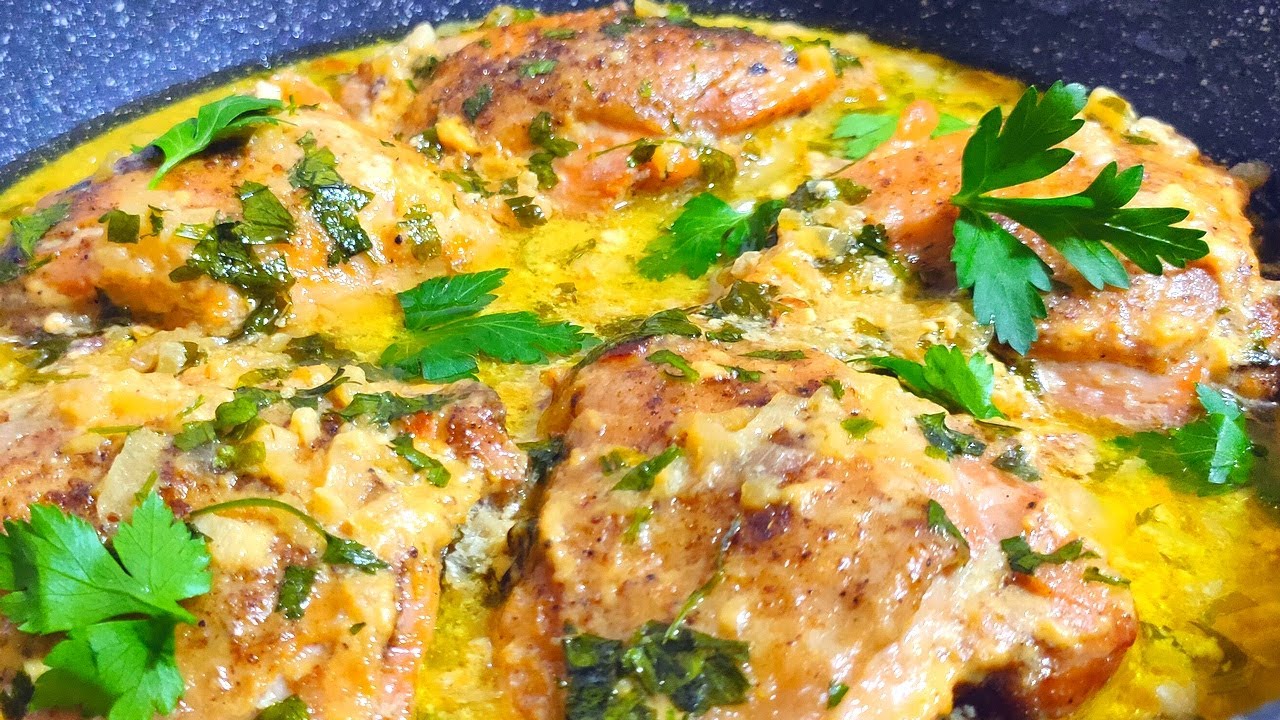 КУРИНЫЕ БЕДРЫШКИ В СЛИВОЧНО-ЧЕСНОЧНОМ СОУСЕ🍗Ольгины Рецепты. смотреть онлайн