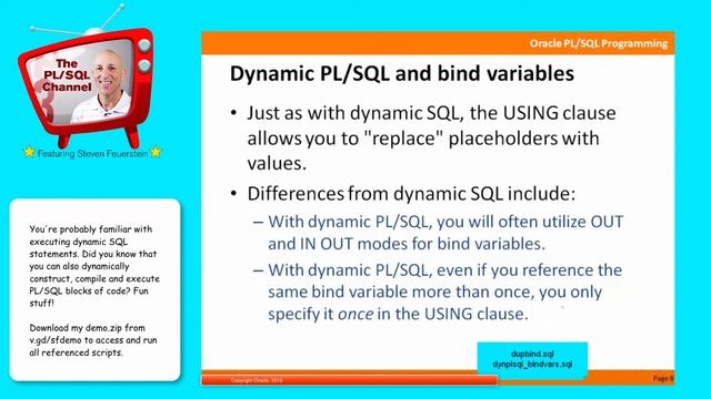 DYN5: Constructing and executing dynamic PL/SQL blocks (PL/SQL Channel) смотреть онлайн