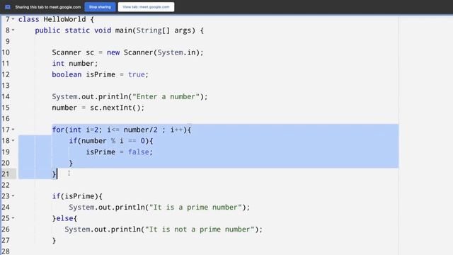 Java tutorial - Prime number problem using for loop in Java in Kashmiri Language - Online lecture смотреть онлайн