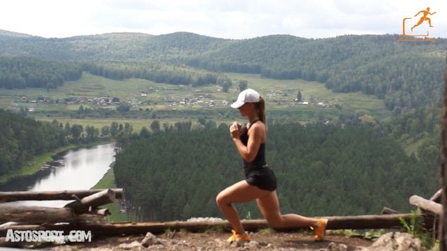 Двойные выпады. Качаем ягодицы на природе смотреть онлайн