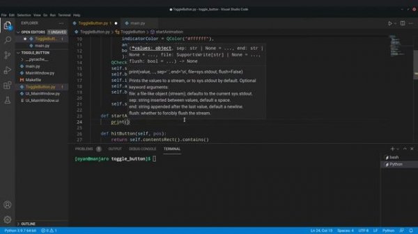 Animated Toggle Button - Python, PySide6 (Time-lapse Video)