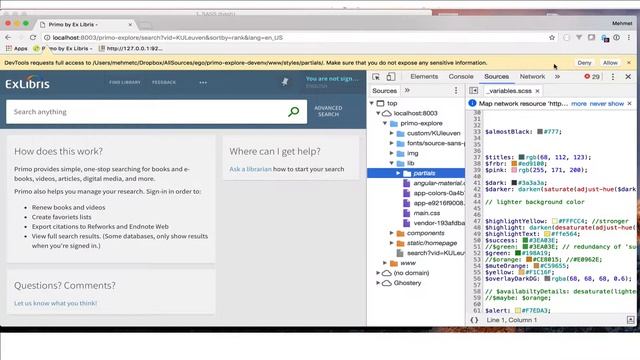 LIVE editing your SASS/CSS files with primo-explore-devenv смотреть онлайн
