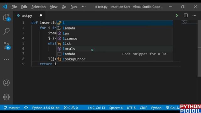 Insertion Sort Algorithm in Python With Program смотреть онлайн