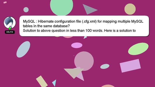 MySQL : Hibernate configuration file (.cfg.xml) for mapping multiple MySQL tables in the same datab смотреть онлайн