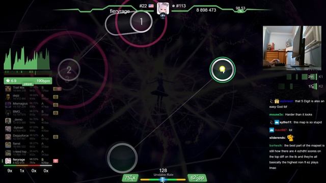 ? 9.5⭐ fieryrage | t+pazolite - Oshama Scramble [Keitaro's Expert] +HR 98.46% (#2 880pp FC) - osu! смотреть онлайн
