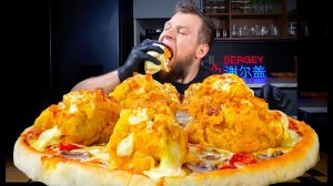 МЕГА ПИЦЦА С КУРИННЫМИ НОЖКАМИ, ASMR MUKBANG, АСМР МУКБАНГ, 먹방, 大食い, たべる, 谢尔盖