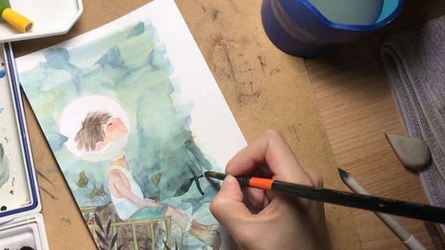 Painting Process:수채화 일러스트/Watercolor illustration "deep sea" by jiyeon смотреть онлайн