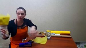 Упаковка в фетр двойным углом, букета из сухофруктов на шпажках