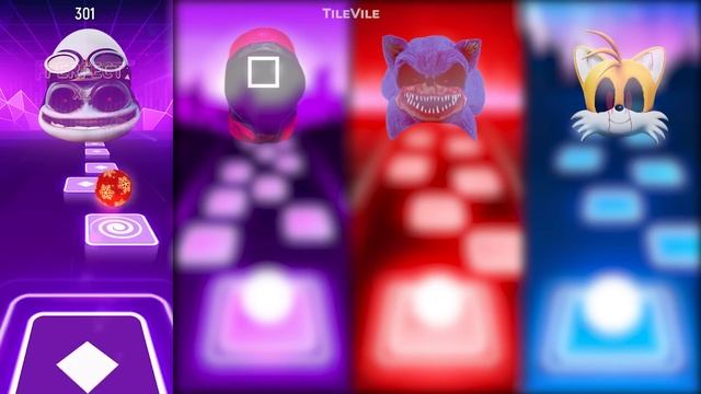 Crazy frog exe - Squid game - Sonic exe - Tails exe / Tiles Hop: EDM Rush! TileVile #5 смотреть онлайн