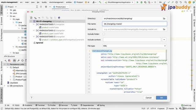 How to generate init schema Liquibase changelog | JPA Buddy смотреть онлайн