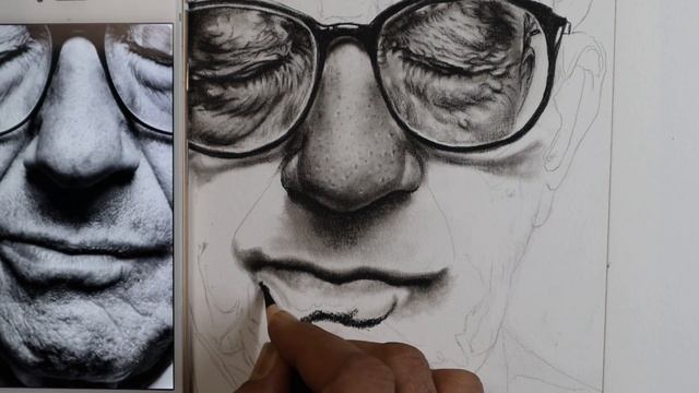 Realistic Portrait Drawing - Part 2 | How to Draw Lips | How to draw Nose | Oldman Drawing смотреть онлайн