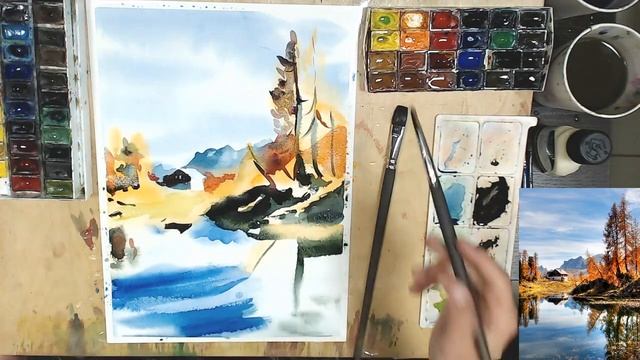 РИСУЕМ С КАТЕЙ пейзаж акварелью.*ART-MASTER* смотреть онлайн