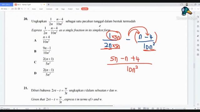KERTAS 1 MATEMATIK SPM 2021 смотреть онлайн