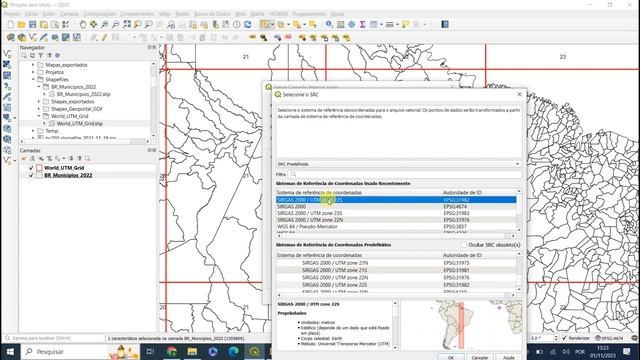 Videoaula 18: Download da grade UTM e do shape de municípios de 2022 e reprojeção para UTM no QGIS смотреть онлайн