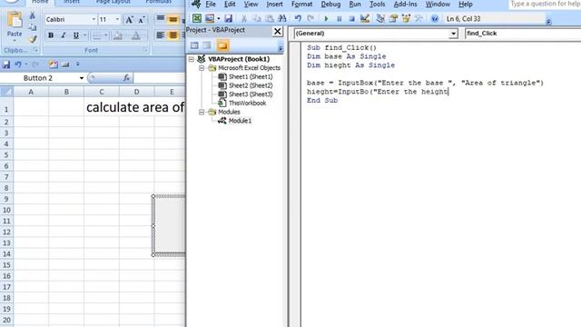 vba calculate area of triangle смотреть онлайн