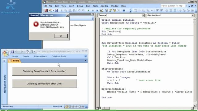 MS Access: Retrieve VBA line number that caused the error (no line numbering of original code). смотреть онлайн