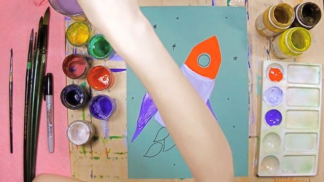 Как нарисовать РАКЕТУ/Рисуем КОСМОС/Уроки рисования смотреть онлайн