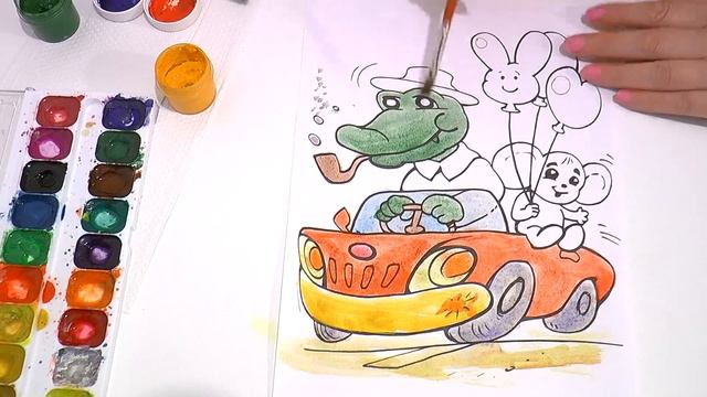 Чебурашка и крокодил Гена Раскраска для детей смотреть онлайн