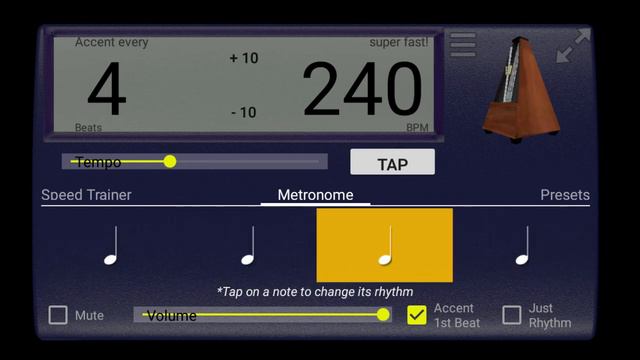 240 BPM 4/4 Metronome Click track featuring Creative Rhythm Metronome App for Android смотреть онлайн