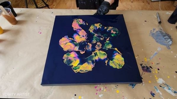 ?Rose in the Dark Paint & Water Only Fluid Art Painting