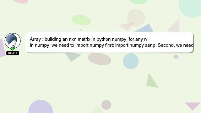 Array : building an nxn matrix in python numpy, for any n смотреть онлайн