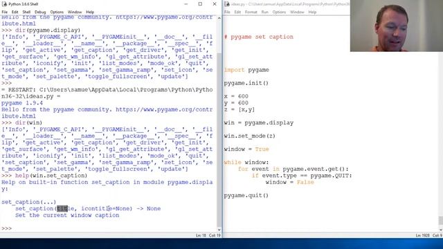 Python Basics Pygame Display Set Caption Method смотреть онлайн