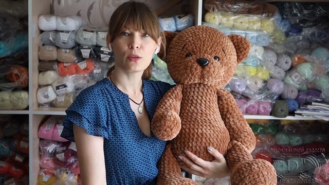 Обзор пряжи Himalaya Bursa Chenille Big и огромный вязаный плюшевый мишка