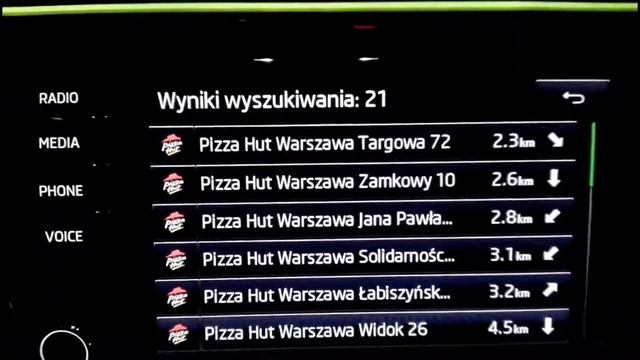 Wyszukiwanie Wg Personal POI W Skoda Columbus MIB1