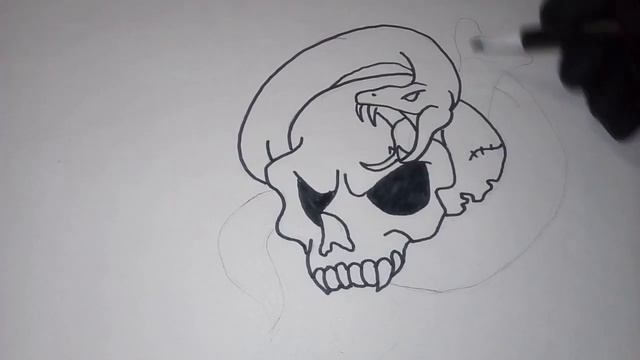 A snake in a skull//Змея в черепе//как нарисоватт змею смотреть онлайн