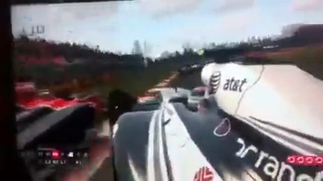 F1 2011 PS3 - Epic Lotus Crash On First Corner Losing BOTH Front Wheels!