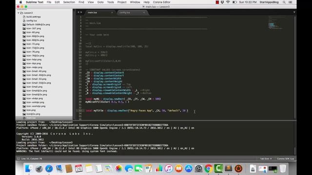 Learn Lua and Corona SDK: Lesson 3b - Get it on the Screen! Simple App смотреть онлайн