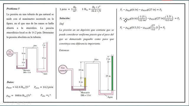 Termodinámica | Manómetros. Ejemplo 5
